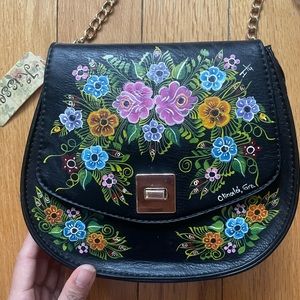 Black hand painted Crossbody/Shoulder bag